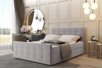 Boxspringbett Schlafzimmerbett CARLOS 160x200 cm Stoff Soro Altweiss inkl. Bettkasten
