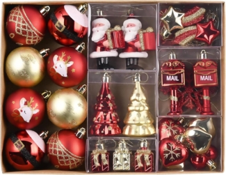 Valery Madelyn Weihnachtskugeln 40er Set Rot Gold Aufhänger