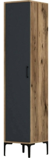 Dmora 1-Tür MehrzweckschrankGiusta, Multifunktionale Möbel, Schuhschrank, Besenschrank, 40x201h48 cm, Anthrazit und Walnuss