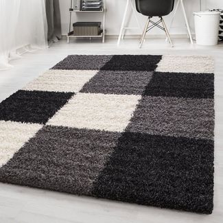 Stilvoll Günstig Hochflor-Teppich Teppich für den Flur oder Küche Kariertes Design, Läufer, Höhe: 30 mm