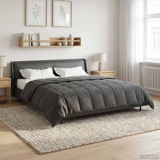 vidaXL Ganzjahresbettdecke Gepolstert Anthrazit 220 x 260 cm 42026239