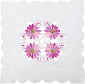 ARSVITA Tischdecke mit Stickerei, mit Blumen oder Schmetterlingen bestickte 30x30cm Decke für den Tisch, in vielen verschiedenen Designs verfügbar Rosa - Pink Eckig