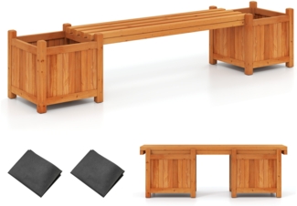 Massivholz Holzbank mit 2 Seitlichen Pflanzkästen Blumenkasten mit Gartenbank Sitzbank Natur