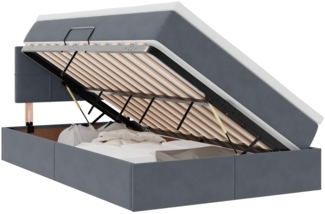 vidaXL Bett mit LED-Lichtleisten Dunkelgrau 120 x 200 cm Samt 3371386