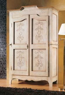 Casa Padrino Luxus Landhausstil Schlafzimmerschrank Cremefarben / Beige / Braun - Handgefertigter Kleiderschrank mit 2 Türen - Landhausstil Schlafzimmer Möbel - Luxus Qualität - Made in Italy