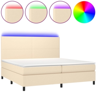 vidaXL Boxspringbett mit Matratze & LED Stoff Creme 200x200 cm, Härtegrad: H2 [3134746]