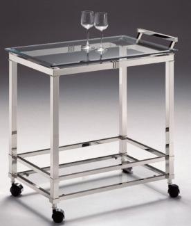 Casa Padrino Luxus Servierwagen Silber 74x49 x H. 78 cm - Hotel Restaurant Gastronomie Trolley - Luxus Accessoires