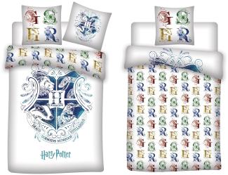 Familando Kinderbettwäsche Harry Potter 135x200 80x80 cm aus 100% Baumwolle mit Reißverschluss, Renforcé, 2 teilig, mit Wendeseite und Schriftzug auf Kopfkissen