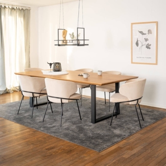 HOME DELUXE Essgruppe Eckig AVENCIA inkl. U-Fuß - 240 x 120 cm Light Oak 6 Stühle