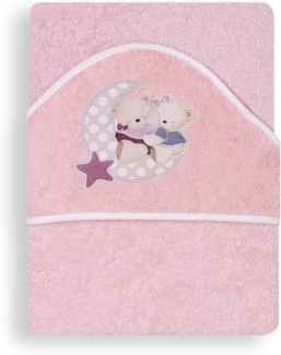 Interbaby 01145-02 Baby Kapuzenbadetuch OSITO AMOROSO rosa, Rosa