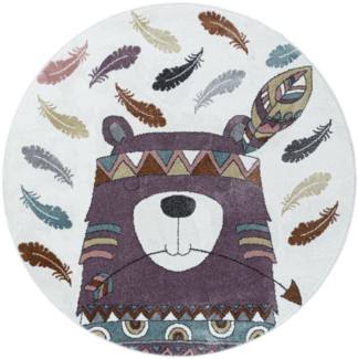 Kinder Teppich Fabio rund - 120 cm Durchmesser - Violett