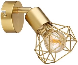 GLOBO LIGHTING Wandleuchte, Leuchtmittel nicht inklusive, Wandlampe Wohnzimmerleuchte Metall Gold Spot beweglich H 13,5 cm