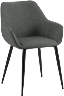 CLP Esszimmerstuhl Luena mit Rückenlehne gepolstert bis 150 kg belastbar,dunkelgrau Stoff