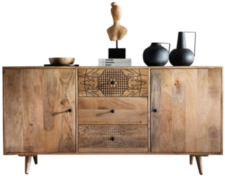 More2Home Anrichte Sideboard LYN, Mangoholz/Altholz massiv, 160 cm