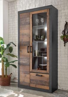 Brooklyn Vitrine Standvitrine Stauraumvitrine 97cm matera old mix dekor