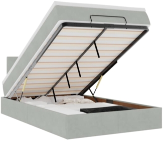 vidaXL Ottoman-Bett mit Matratze & LEDs Hellgrau 120x200 cm Samt 3312542