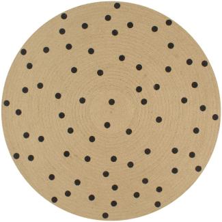 vidaXL Teppich Handgefertigt Jute mit Punktmuster 120 cm 133687