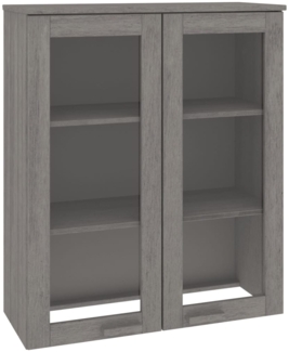 Aufsatz für Highboard Hellgrau 85 x 35 x 100 cm Massivholz Kiefer [340507]