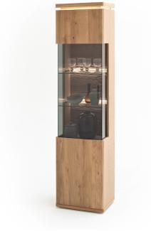 Vitrine Burgos 10 Balkeneiche Bianco teilmassiv 50 x 204 x 37 cm LED ohne Rückwandbeleuchtung