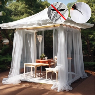 Jibenhome Gardine Moskitonetz Outdoor Vorhang DIY Verstellbare Outdoorvorhänge Terrasse, (2 St), Mückennetz aus Feinmaschigem Gewebe 160x213cm Innen & Außen Gardinen