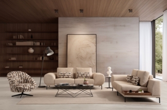 Sitzgruppe/Sofa Set - Wohnzimmergarnitur "Salvia" 3+2+1-Beige