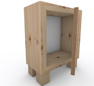 Nachttisch Nachtkommode Nachtkästchen mit Rückwand ohne Zwischenboden mit Füße mit Türe Zirbe