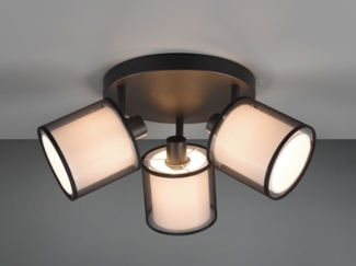 LED Deckenstrahler 3-flammig Stoff Organza Schwarz Weiß, Ø 49cm