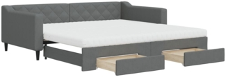 vidaXL Tagesbett Ausziehbar mit Schubladen Dunkelgrau 100x200 cm Stoff 3197486