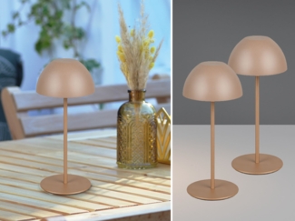 2er SET Akku LED Tischleuchten kabellos für Innen & Außen, Coffee - 20cm klein