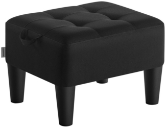 SONGMICS Sitzhocker, Fußhocker, Leinenimitat, Hocker, Dicke Polsterung, bis 150 kg belastbar, für Wohnzimmer Schlafzimmer Eingangsbereich, tintenschwarz