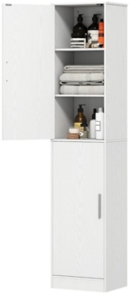 MC Star Hochschrank Badezimmerschrank hoch Badschrank schmal mit 2 Türen (Verstellbare Regale für Badezimmer, Wohnzimmer 40 x 35 x 180 cm Weiß)