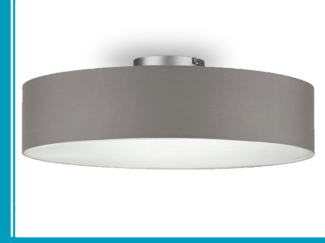 Große runde Deckenleuchte CALMA mit Stoffschirm in Braun-Grau Ø 60cm