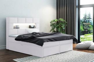 Stylefy Comfy Boxspringbett Velours 140x200 cm Weiß