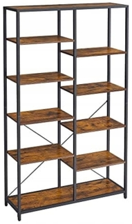 Valora Bücherregal, Doppelregal, rustikal braun, Loft-Stil, 9 Ablagen