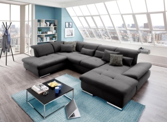 set one by Musterring Wohnlandschaft SO 4100 komfortable Federkernunterfederung, inkl. Kopfteilverstellung, wahlweise Bettfunktion und Sitztiefenverstellung, U-Form