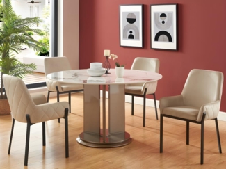 Vente-unique - Stuhl mit Armlehnen 6er-Set - Samt & Metall - Beige - CAROLONA von Pascal MORABITO
