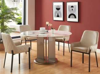 Vente-unique - Stuhl mit Armlehnen 6er-Set - Samt & Metall - Beige - CAROLONA von Pascal MORABITO