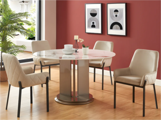 Vente-unique - Stuhl mit Armlehnen 6er-Set - Samt & Metall - Beige - CAROLONA von Pascal MORABITO