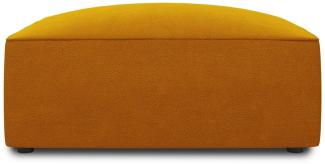 Micadoni Samtstoff Pouf Hocker Ruby | Bezug Yellow | Beinfarbe Black Plastic