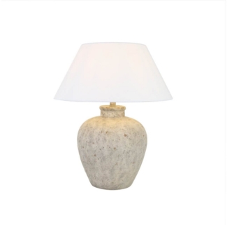 HOME DELUXE Kleine Tischlampe in Steinoptik LENE - Weiß
