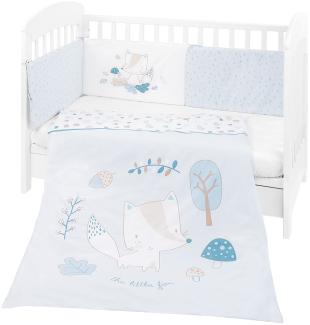 Kikkaboo Bettwäsche 4-teilig Decke 135x95 cm Bezug Nestchen Bett 120x60 cm blau