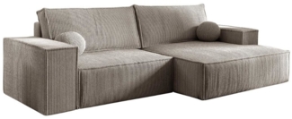 Deine Möbel 24 Wohnlandschaft NEPTUN 255 cm breit Ecksofa Sofa Wohnzimmer L-Couch Cord Samt, Grau Beige Dunkelgrau Anthrazit Graphit Schwarz Hellgrau Creme 2 Teile, mit Schlaffunktion Bettfunktion Bettkasten Stauraum