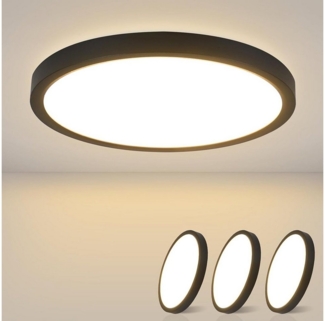 Nettlife LED Panel 8W Flurlampe Rund Deckenleuchte Lampe Schwarz weiss, LED fest integriert, Warmweiß, Schlafzimmer Küche Flur