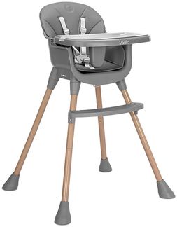 Lorelli Kinderhochstuhl Vanilla 3 in 1 Kinderstuhl, Tablett, Fußstütze, Gurt grau