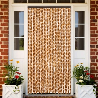 vidaXL Fliegenvorhang Ocker und Weiß 118x220 cm Chenille 4004891
