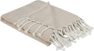 Beliani 'TILMI' Kuscheldecke, Baumwolle helles beige, 130 x 160 cm