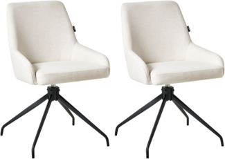 Esszimmerstuhl 2er Set drehbar JENNER Stoff Cremeweiß