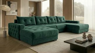 Ecksofa MODENA 320x185 cm – Stoff: VELUTTO Dunkelgrun 10 Farbe: Grün