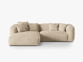 Micadoni Ecksofa Martina 2-Sitzer Samt Helles Beige Links