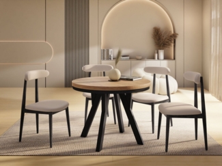 WFL GROUP Esstisch Strato Black (vier Größen – 80/90/100/100 cm, ausziehbar auf 160/190/140/200 cm), platzsparender Tisch für kleine Küche, Esszimmer oder Wohnzimmer